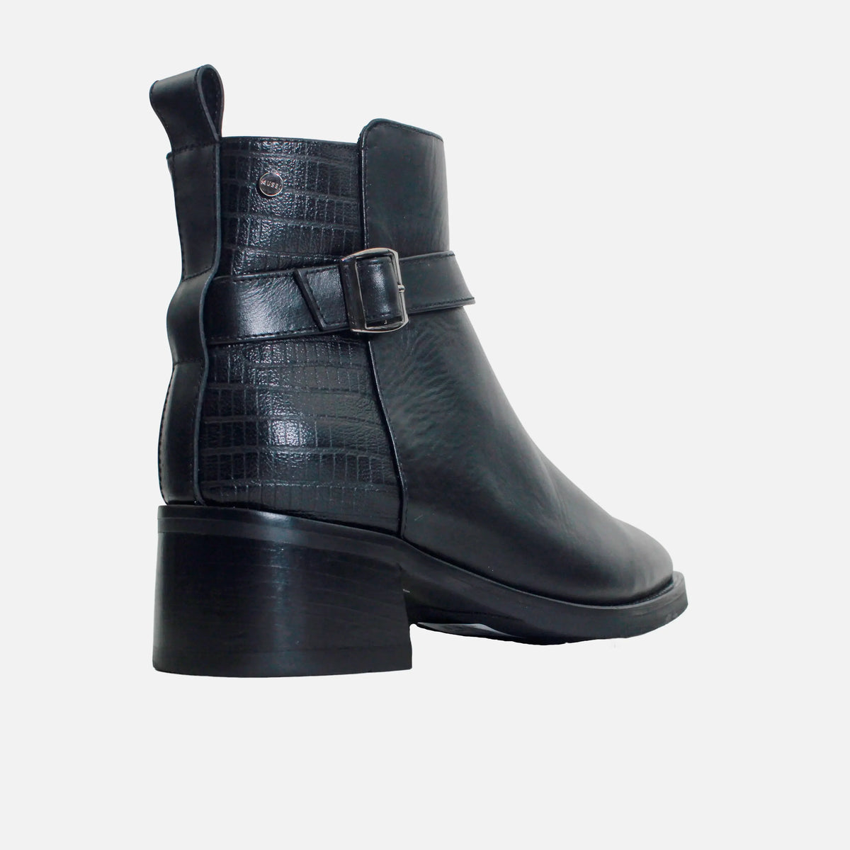 Botin tacon dakota de cuero para mujer - Negro