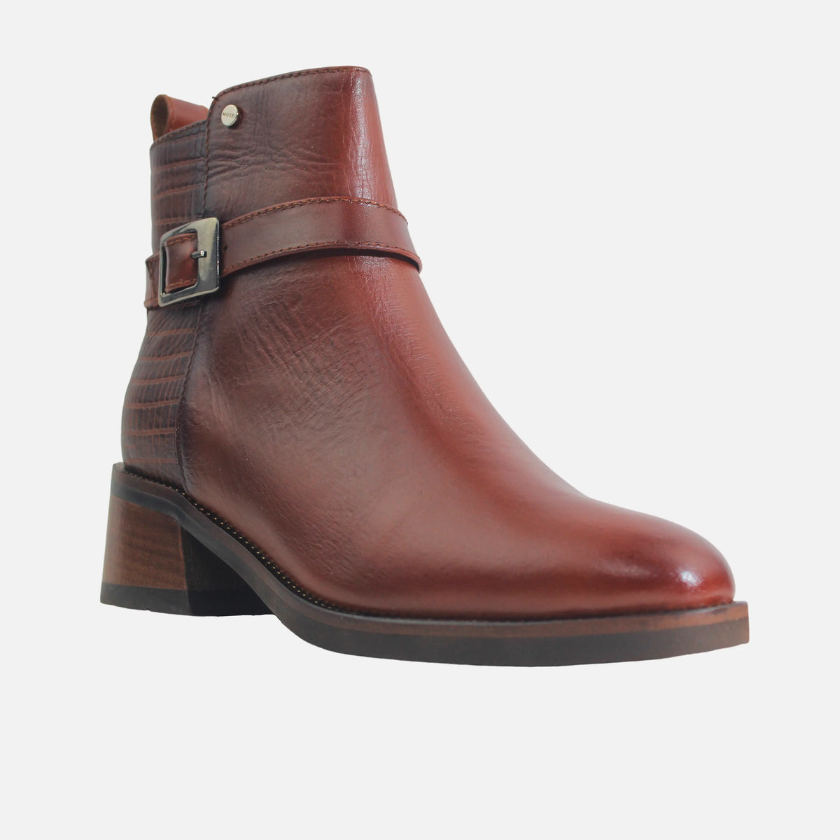 Botin tacon dakota de cuero para mujer - Miel