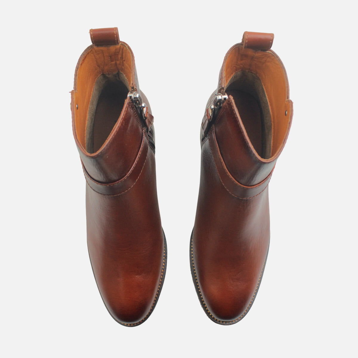 Botin tacon dakota de cuero para mujer - Miel