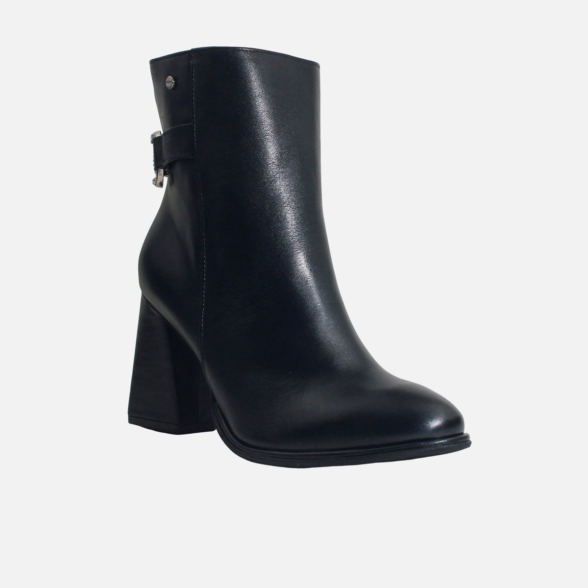 Botin tacon lauren de cuero para mujer - Negro