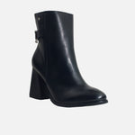 Botin tacon lauren de cuero para mujer - Negro