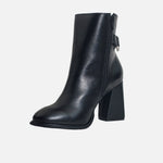 Botin tacon lauren de cuero para mujer - Negro