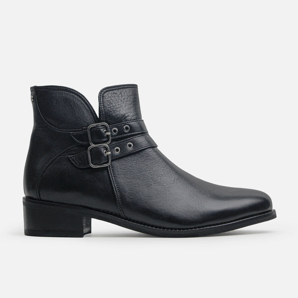 Botin tacon tilia de cuero para mujer - Negro