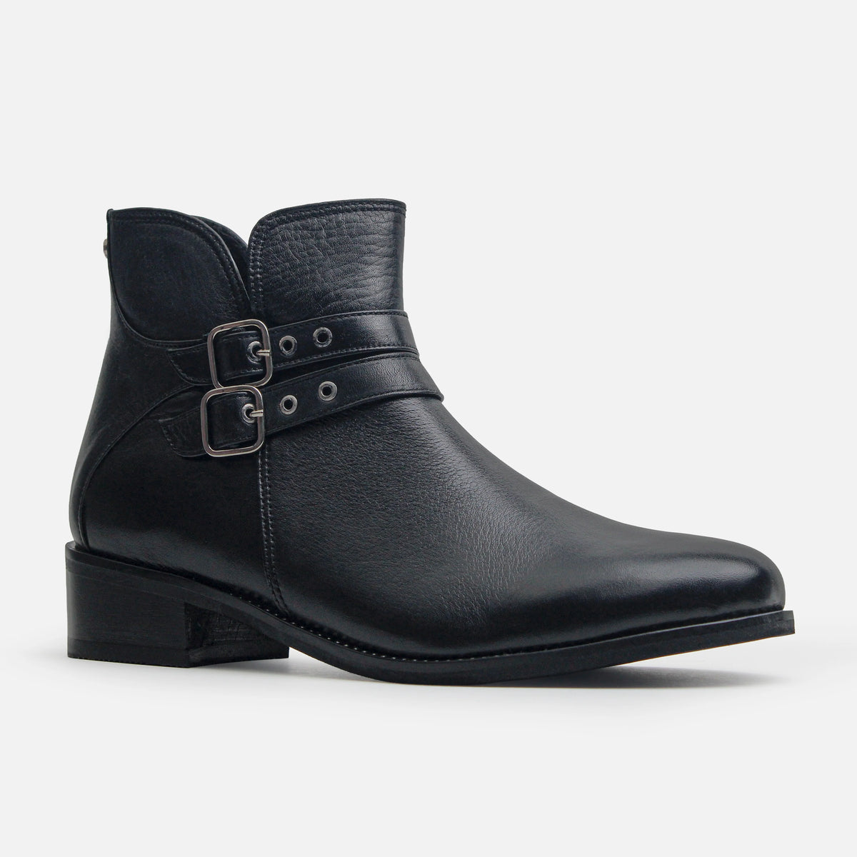 Botin tacon tilia de cuero para mujer - Negro