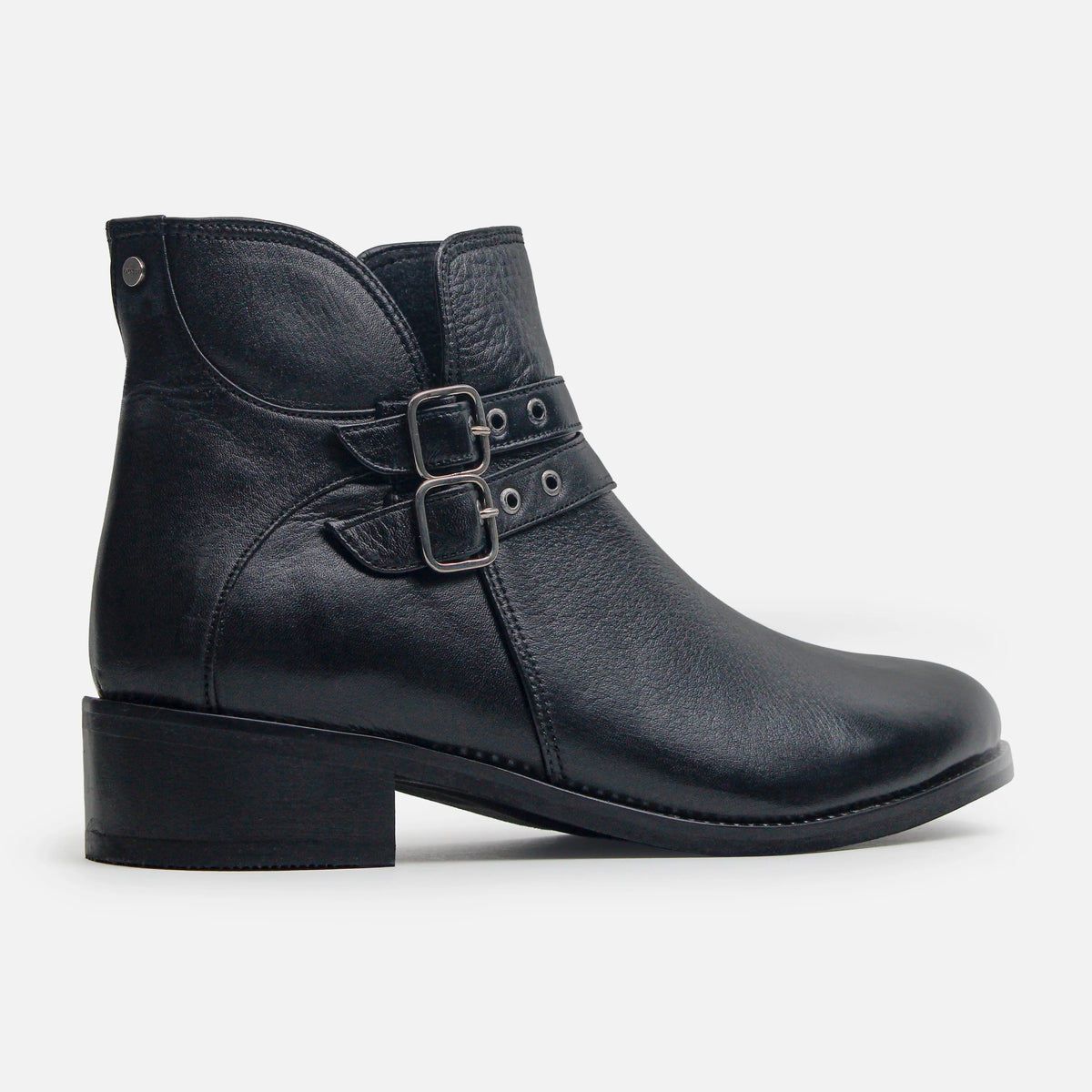 Botin tacon tilia de cuero para mujer - Negro