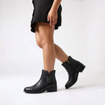 Botin tacon tilia de cuero para mujer - Negro