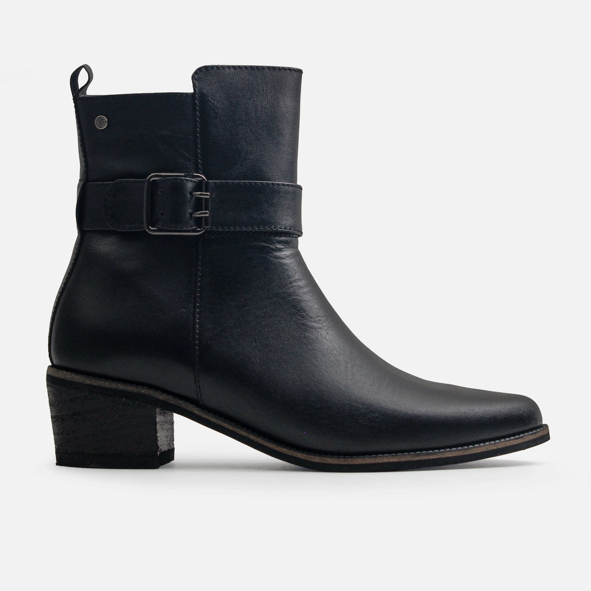 Botin tacon mimosa de cuero para mujer - Negro