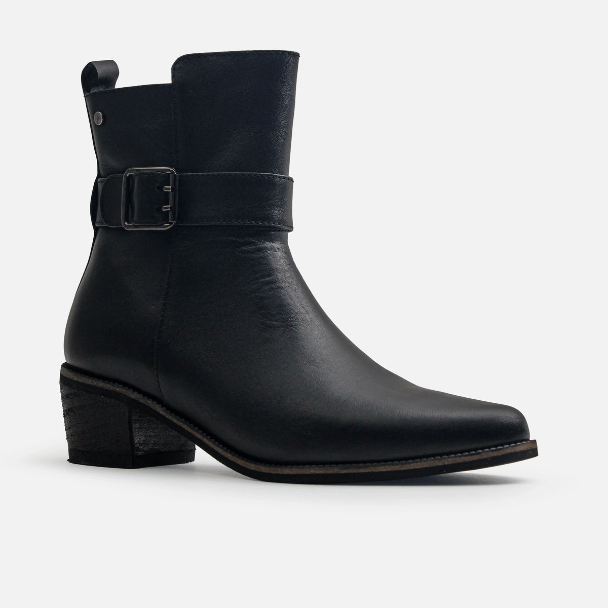 Botin tacon mimosa de cuero para mujer - Negro