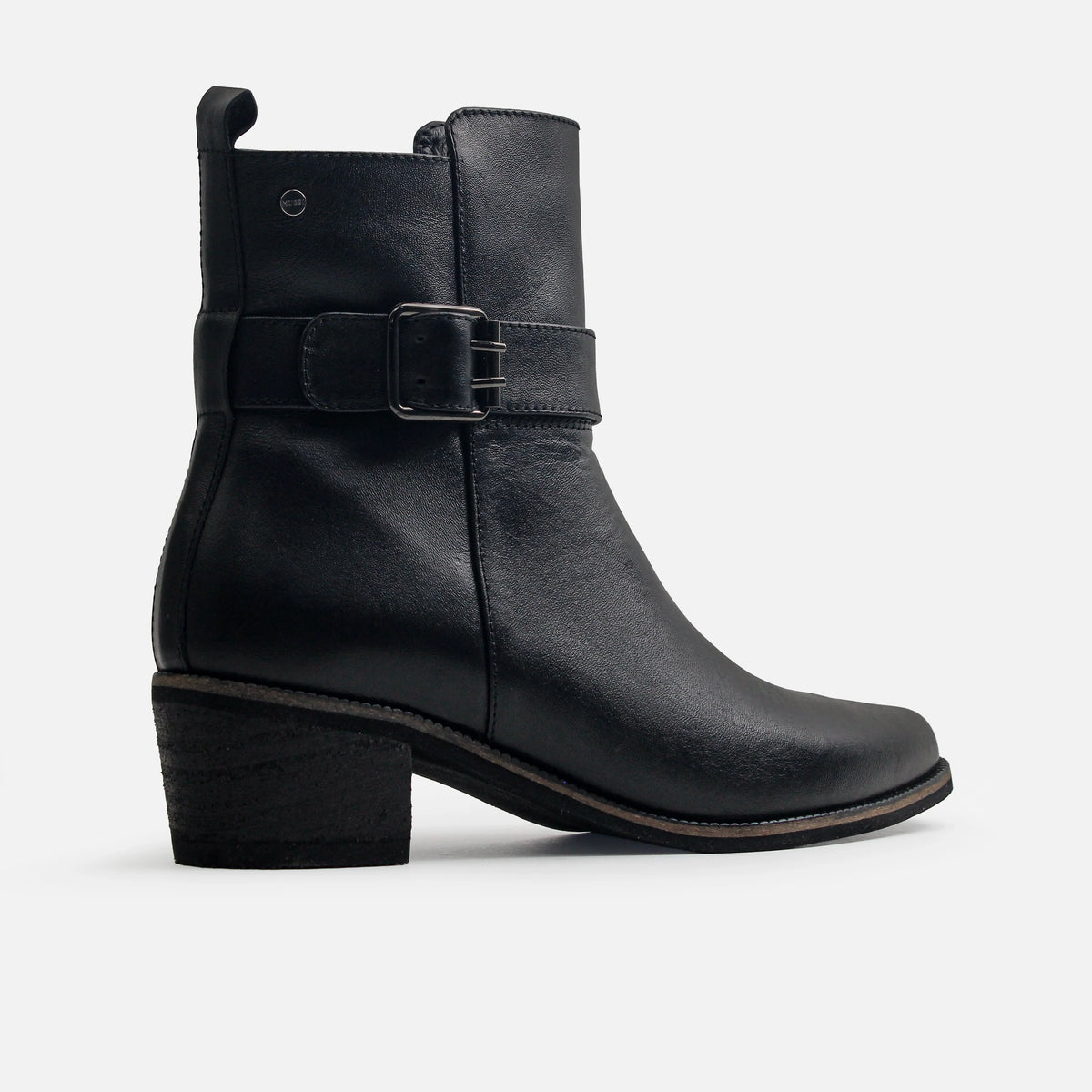 Botin tacon mimosa de cuero para mujer - Negro