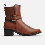 Botin tacon mimosa de cuero para mujer - Brandy
