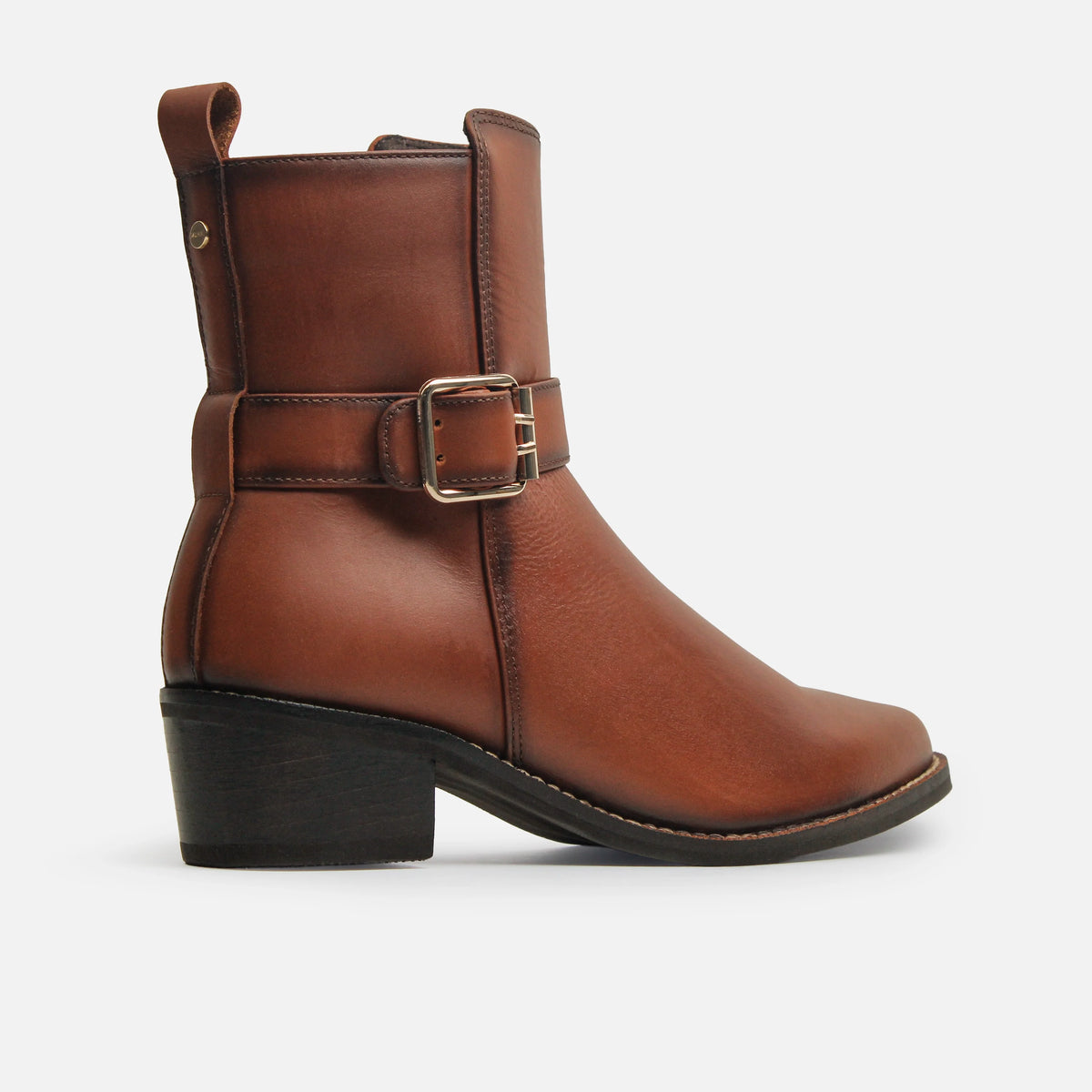 Botin tacon mimosa de cuero para mujer - Brandy