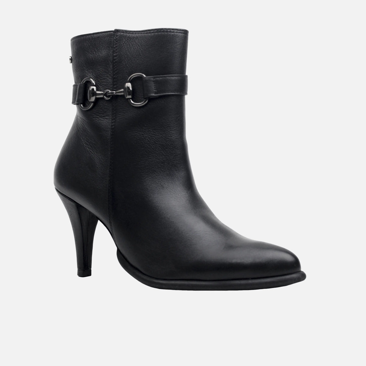 Botin tacon sara de cuero para mujer - Negro