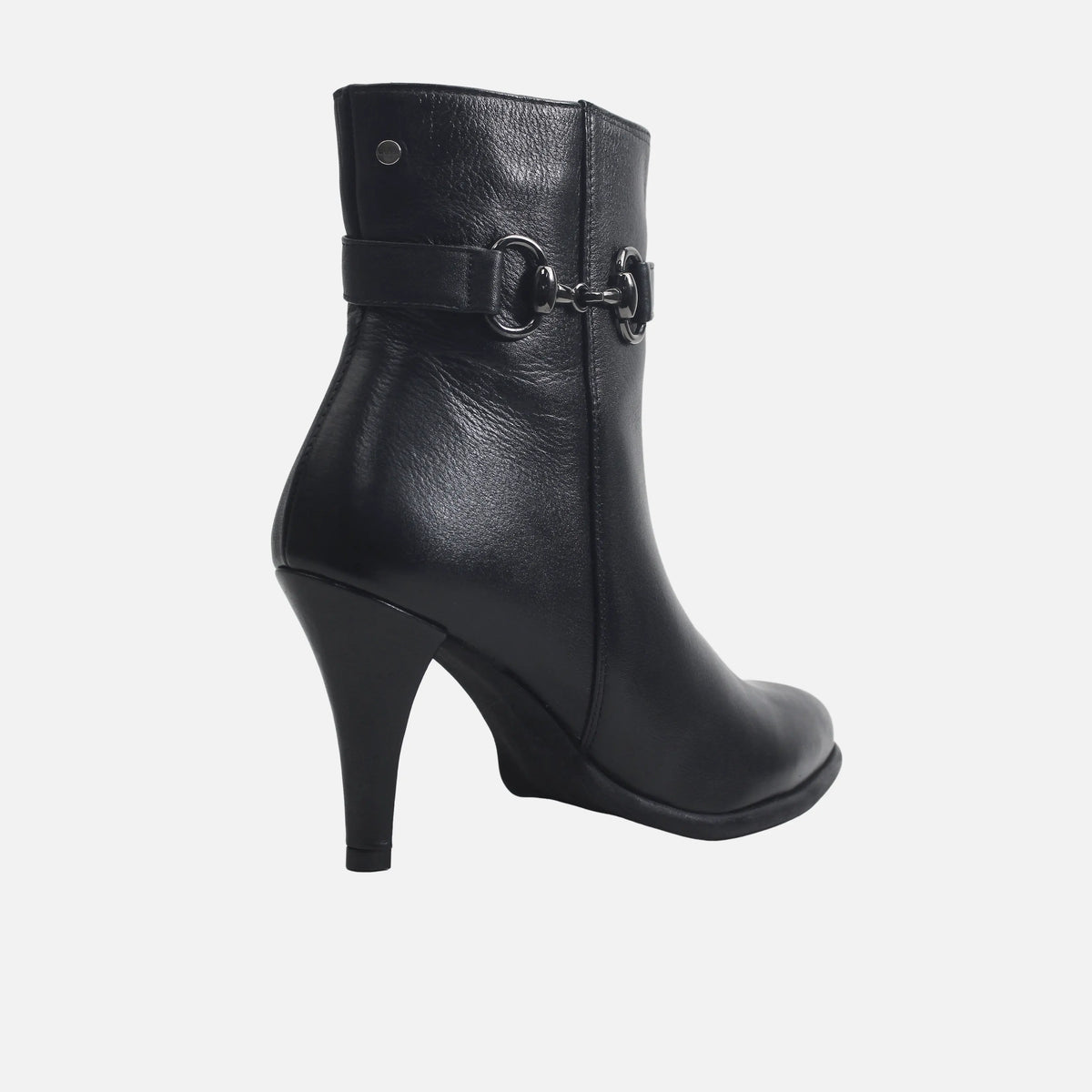 Botin tacon sara de cuero para mujer - Negro