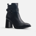 Botin tacon brisa de cuero para mujer - Negro
