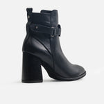 Botin tacon brisa de cuero para mujer - Negro