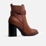 Botin tacon brisa de cuero para mujer - Miel
