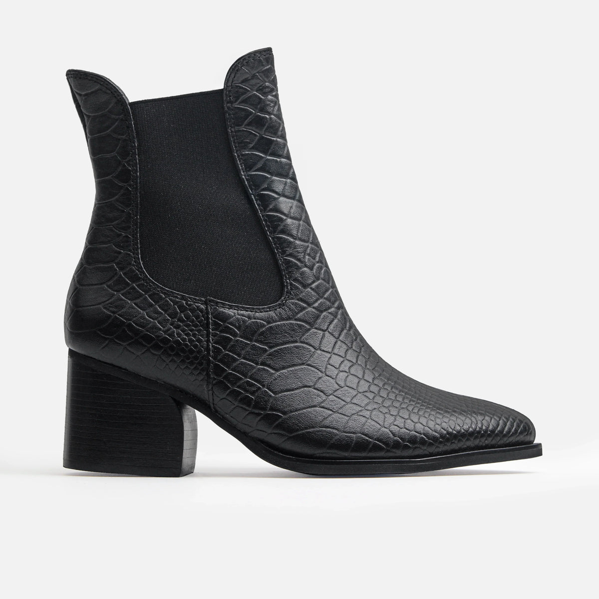 Botin tacon amapola de cuero para mujer - Negro