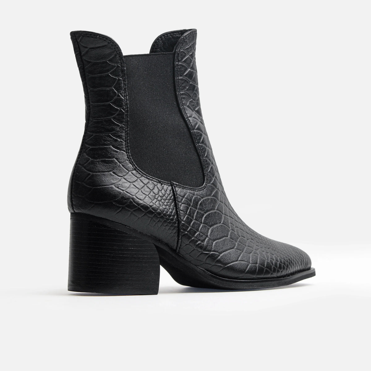 Botin tacon amapola de cuero para mujer - Negro