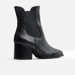 Botin tacon amapola de cuero para mujer - Negro
