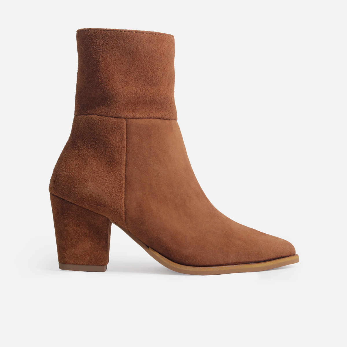Botin tacon saren de cuero para mujer - Miel
