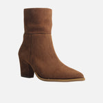 Botin tacon saren de cuero para mujer - Miel