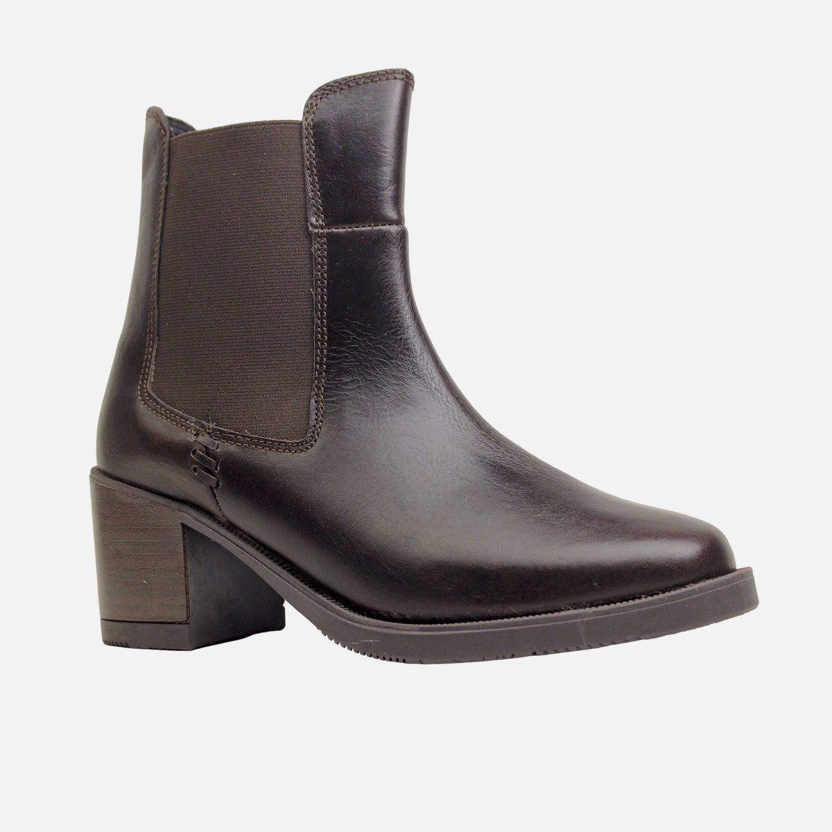 Botin tacon orabel de cuero para mujer - Café