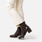 Botin tacon orabel de cuero para mujer - Café