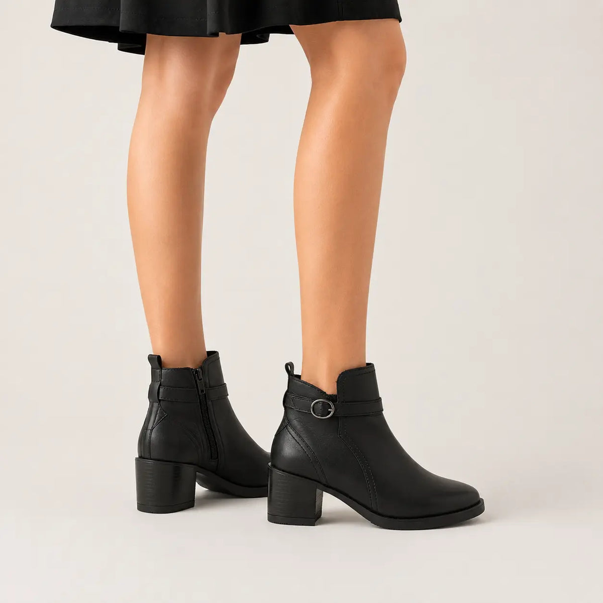 Botin tacon opaline de cuero para mujer - Negro