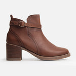 Botin tacon opaline de cuero para mujer - Brandy