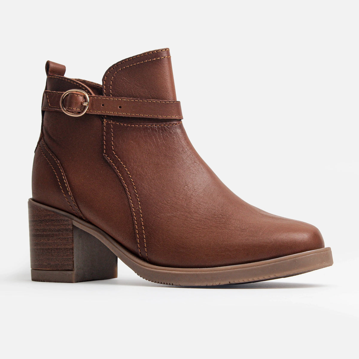 Botin tacon opaline de cuero para mujer - Brandy