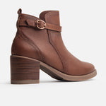 Botin tacon opaline de cuero para mujer - Brandy