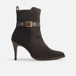 Botin tacon maralinda de cuero para mujer - Café