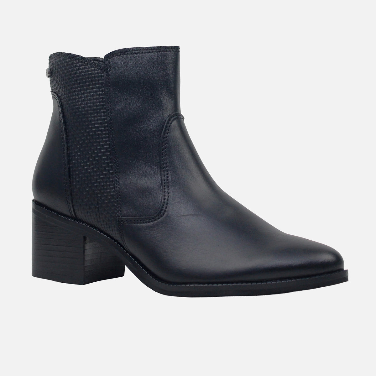 Botin tacon amalia de cuero para mujer - Negro