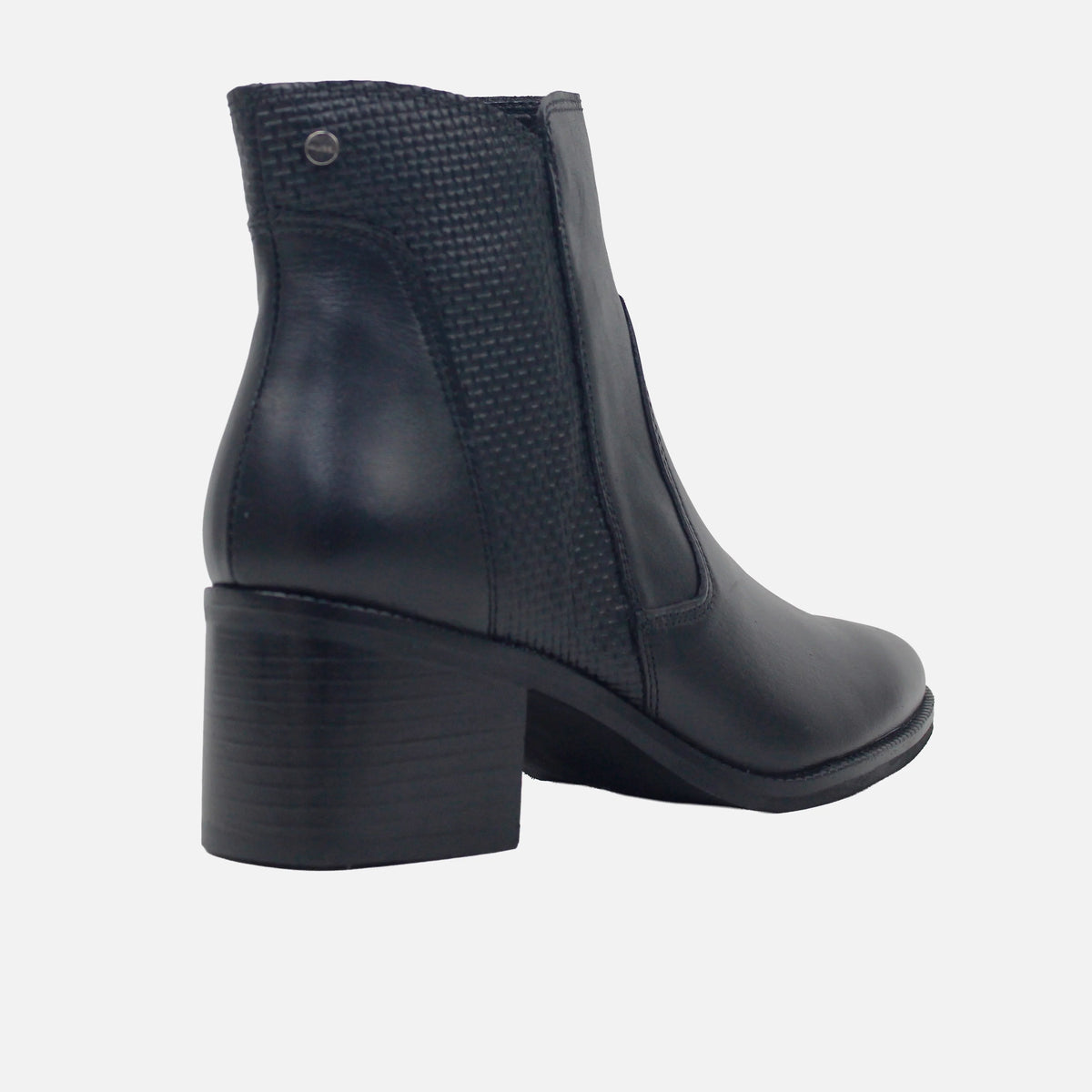 Botin tacon amalia de cuero para mujer - Negro