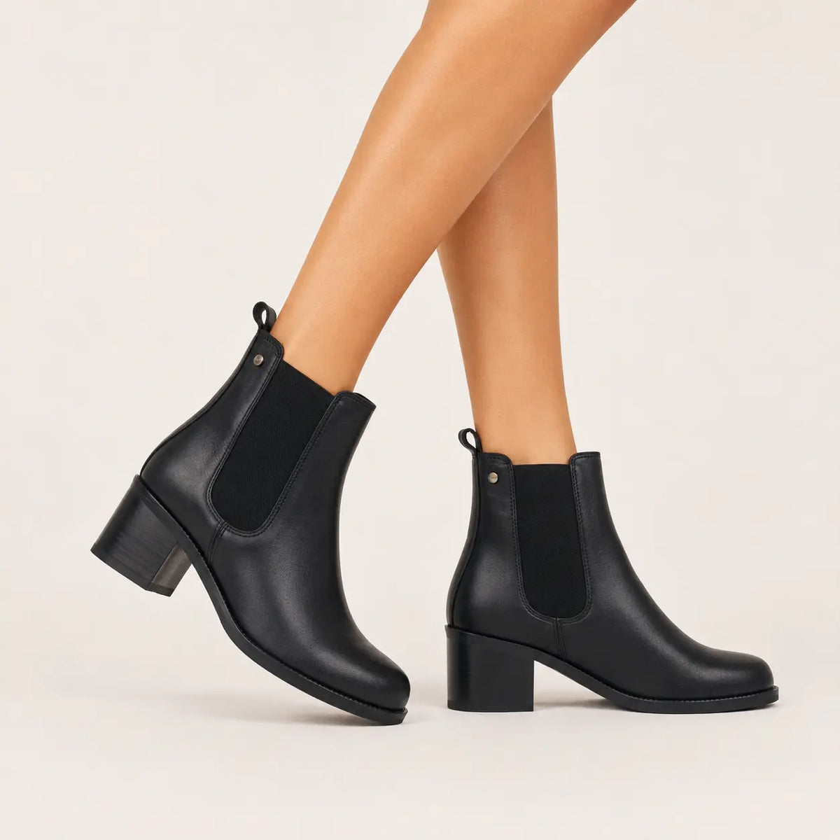 Botin tacon fiorella de cuero para mujer - Negro