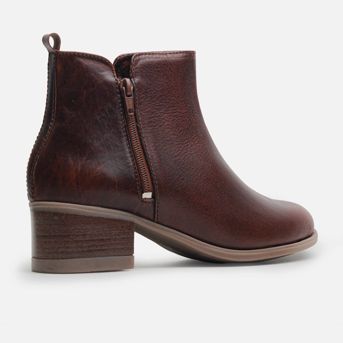Botin tacon pasionaria de cuero para mujer - Miel