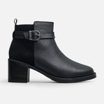Botin tacon nardina de cuero para mujer - Negro