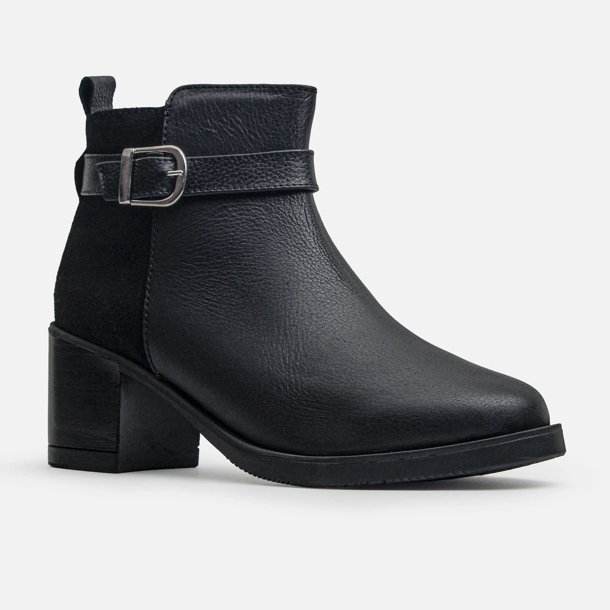 Botin tacon nardina de cuero para mujer - Negro