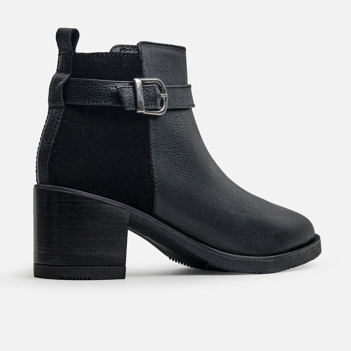 Botin tacon nardina de cuero para mujer - Negro