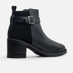 Botin tacon nardina de cuero para mujer - Negro