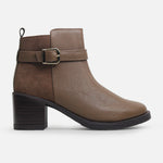 Botin tacon nardina de cuero para mujer - Taupe