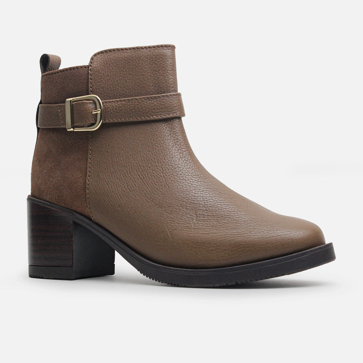 Botin tacon nardina de cuero para mujer - Taupe