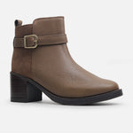 Botin tacon nardina de cuero para mujer - Taupe