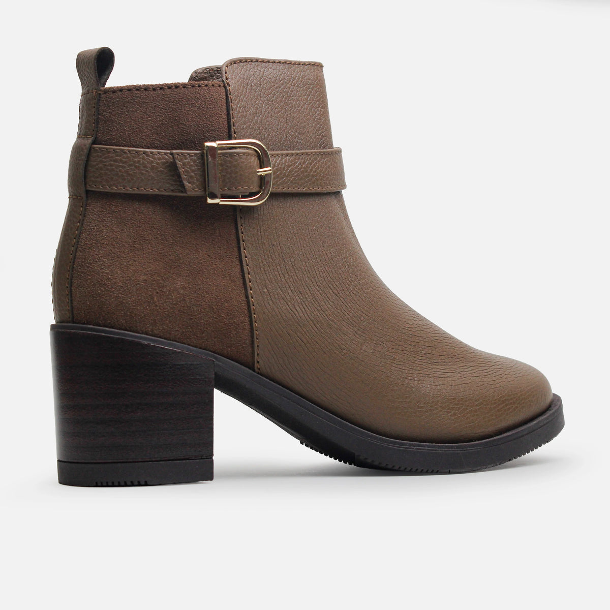 Botin tacon nardina de cuero para mujer - Taupe