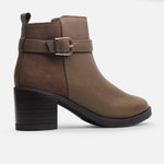 Botin tacon nardina de cuero para mujer - Taupe