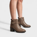 Botin tacon nardina de cuero para mujer - Taupe