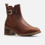 Botin tacon azora de cuero para mujer - Brandy