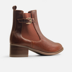 Botin tacon azora de cuero para mujer - Brandy