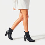 Botin tacon azahar de cuero para mujer - Negro