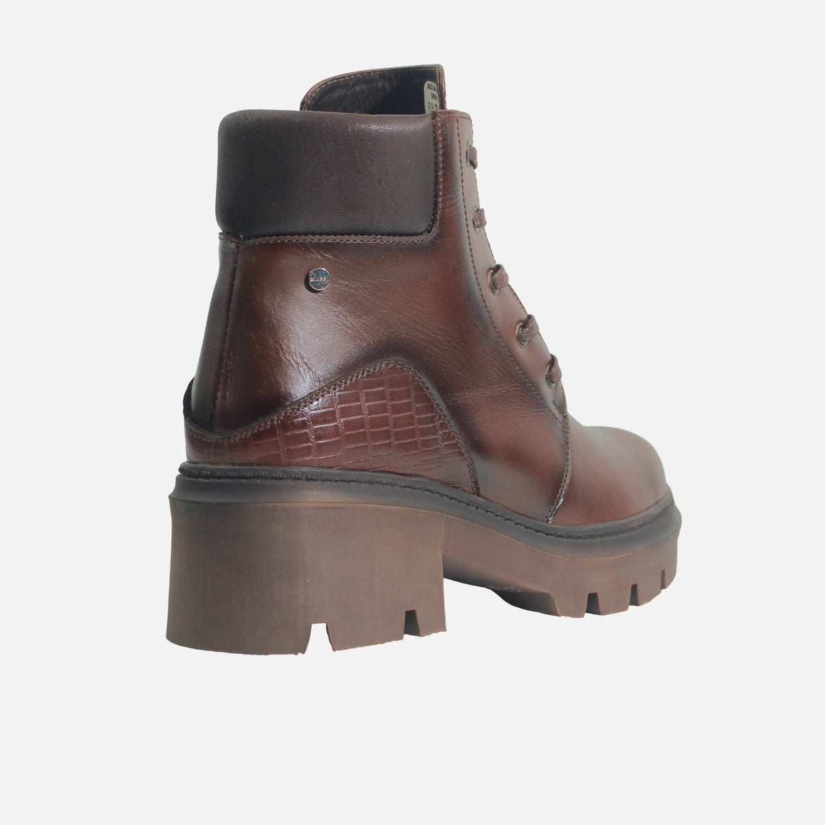 Botin tractorado sol de cuero para mujer - Brandy